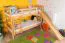 Lit mezzanine enfant avec toboggan 80 x 190 cm | Hêtre massif verni naturel | Convertible en deux lits simples | Easy Premium Line K29/n