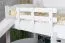 Lit mezzanine blanc avec toboggan 80 x 190 cm, en hêtre massif laqué blanc, convertible en deux lits simples, "Easy Premium Line" K29/n