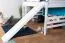 Lit mezzanine enfant blanc avec toboggan 140 x 190 cm | Hêtre massif laqué | Convertible en lit simple | Easy Premium Line K31/n
