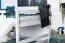 Grand lit superposé blanc avec toboggan 140 x 200 cm, en hêtre massif laqué blanc, convertible en deux lits simples, "Easy Premium Line" K32/n