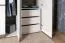 Armoire penderie Knoxville 28 | 4 portes dont 2 miroirs | 3 tiroirs | 5 compartiments | Pin blanc/gris | 202 x 183 x 65 cm