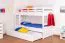 Lit superposé pour enfant 90 x 200 cm + coffre de lit / espace de rangement/Lit gigogne | Bois massif: Hêtre | Laqué Blanc |convertible/séparable en 2 lits simples | Incl. Sommier à lattes déroulable Abbildung
