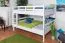 Lit superposé pour enfant 140 x 200 cm | Bois massif: Hêtre | Laqué Blanc | convertible en 2 lits simples | Qualité premium | Incl. Sommier à lattes déroulable Abbildung