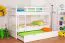 90 x 200 cm Lit superposé d'adolescent avec coffre de lit comme 3ème surface de couchage | Bois massif: Hêtre | Laqué Blanc | convertible en 2 lits simples | Coffre de lit comme espace de rangement ou de couchage | Incl. Sommier à lattes déroulable Abbildung