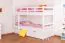 Lit superposé pour enfant 90 x 200 cm + coffre de lit / espace de rangement/Lit gigogne | Bois massif: Hêtre | Laqué Blanc |convertible/séparable en 2 lits simples | Incl. Sommier à lattes déroulable Abbildung