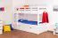 Lit superposé pour enfant 90 x 200 cm + coffre de lit / espace de rangement/Lit gigogne | Bois massif: Hêtre | Laqué Blanc |convertible/séparable en 2 lits simples | Incl. Sommier à lattes déroulable Abbildung