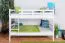 Lit superposé pour enfant 140 x 200 cm | Bois massif: Hêtre | Laqué Blanc | convertible en 2 lits simples | Qualité premium | Incl. Sommier à lattes déroulable Abbildung