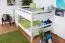 Lit superposé pour enfant 140 x 200 cm | Bois massif: Hêtre | Laqué Blanc | convertible en 2 lits simples | Qualité premium | Incl. Sommier à lattes déroulable Abbildung