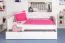 90 x 200 cm Lit de chambre d'enfant avec coffre de lit comme lit d'appoint ou espace de rangement | Bois massif : hêtre | Laqué blanc | incl. 2ème couchage 90 x 190 cm extensible et 2 sommiers à lattes Abbildung