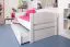 90 x 200 cm Lit de chambre d'enfant avec coffre de lit comme lit d'appoint ou espace de rangement | Bois massif : hêtre | Laqué blanc | incl. 2ème couchage 90 x 190 cm extensible et 2 sommiers à lattes Abbildung