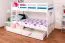 90 x 200 cm Lit superposé avec espace de rangement / 2 tiroirs pour enfants Bois massif: Hêtre | Laqué Blanc | convertible en 2 lits simples | Qualité premium | Incl. Sommier à lattes déroulable Abbildung
