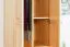 Étroite Armoire | 2 portes battantes | 4 casiers | 1 tiroir | avec tringle à vêtements | 65 cm de large | Bois massif | Couleur: Naturel Abbildung