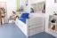 90 x 200 cm Lit de chambre d'enfant avec coffre de lit comme lit d'appoint ou espace de rangement | Bois massif : hêtre | Laqué blanc | incl. 2ème couchage 90 x 190 cm extensible et 2 sommiers à lattes Abbildung