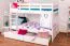 90 x 200 cm Lit superposé avec espace de rangement / 2 tiroirs pour enfants Bois massif: Hêtre | Laqué Blanc | convertible en 2 lits simples | Qualité premium | Incl. Sommier à lattes déroulable Abbildung