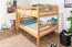 Lit superposé pour enfants 140 x 200 cm | Bois massif: Hêtre | Laqué Naturel | convertible en 2 lits simples | Incl. Sommier à lattes déroulable Abbildung