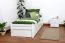 90 x 200 cm Lit d'enfant avec coffre de lit comme lit d'appoint ou espace de rangement | Bois massif : hêtre | Laqué blanc | incl. 2ème couchage 90 x 190 cm extensible et 2 sommiers à lattes Abbildung