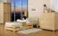 Lit simple / lit d'appoint en bois de pin massif, naturel A7, sommier à lattes inclus - Dimensions : 120 x 200 cm