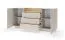 Commode / Couleur : Beige / Chêne Cremona / 2 portes battantes / Éclairage LED inclus / 5 compartiments / 176 x 40 x 83 cm / Fonction Push-to-open / Buffet / 3 tiroirs