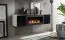 Commode et armoire suspendue Hompland 122, couleur : blanc / noir - dimensions : 150 x 160 x 40 cm (h x l x p), avec cheminée