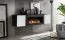 Commode avec cheminée et armoire suspendue Hompland 123, Couleur : Blanc / Noir - Dimensions : 150 x 160 x 40 cm (H x L x P)