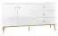 Commode Roanoke 04, Couleur : Blanc / Blanc brillant - Dimensions : 85 x 160 x 40 cm (h x l x p), avec 2 portes, 3 tiroirs et 2 compartiments