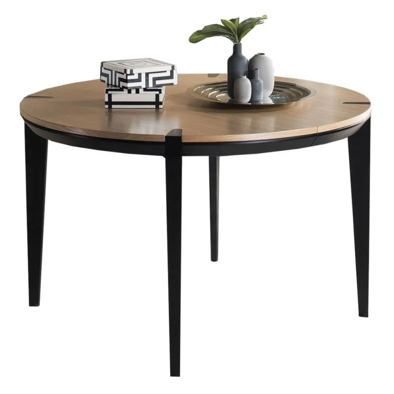 Table de salle à manger à ralonge Fuligula 10, Couleur : Chêne naturel - dimensions : 120-220 x 120 cm (l x p)