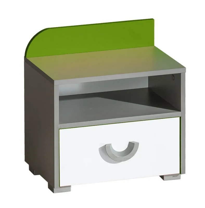 Table de nuit Klemens 12 | Vert/Blanc/Gris | 47 x 45 x 31 cm | Chambre ado | 1 tiroir