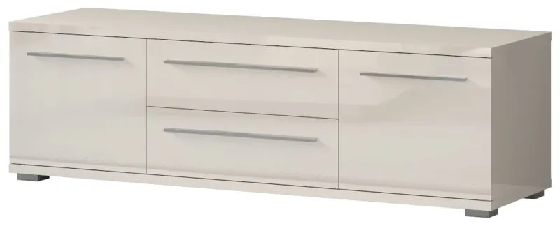 Meuble TV Garim 29 beige brillant | 46 x 150 x 45 cm | 2 portes, 2 tiroirs, Soft Close