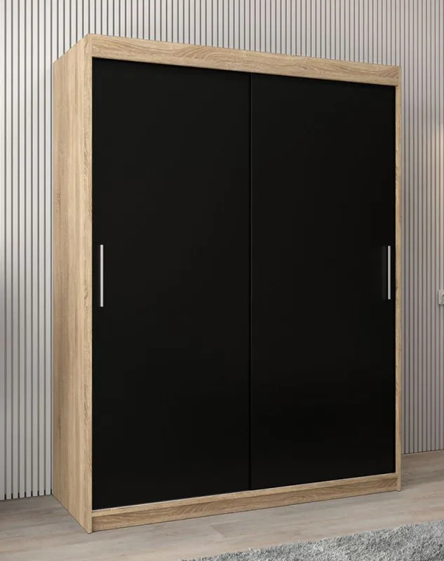 Armoire penderie portes coulissantes Bisaurin 3A | Chêne Sonoma/Wengé | 200 x 150 x 62 cm