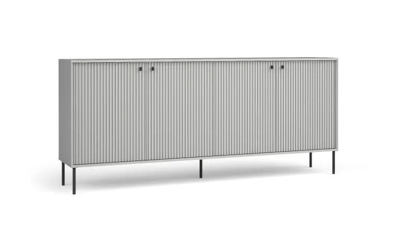 Buffet 4 portes Alonnisos 03 | Soft-Close | Gris élégant | 4 compartiments | 89 x 207 x 41 cm | Pieds métal