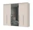 Armoire à portes battantes avec cadre Neiafu 47, deux portes miroir, trois tringles à vêtements, neuf étagères, dimensions : 224 x 272 x 56 cm, système de fermeture en douceur