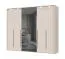 Armoire à portes battantes avec deux portes miroir Neiafu 75, Couleur : Cachemire, dimensions : 224 x 272 x 56 cm, Système de fermeture Soft-Close, trois tringles à vêtements, avec cadre LED