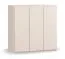 Commode beige pour salon | 3 portes, 6 compartiments | Poignées blanches | Soft-close | 90 x 47 x 90 cm | Design sobre