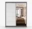 Armoire penderie avec portes coulissantes et miroir | 218 x 183 x 61 cm | Blanc / Gris | Cuillin 03 | 2 portes | 6 compartiments | Grand volume