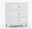 Commode blanche Taygetos 01 | 96 x 80 x 45 cm | 3 tiroirs | Poignées en cuir | Pieds en bois 14 cm | Style scandinave
