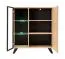 Meuble mural Nordkapp 01 | Chêne Hickory Jackson / noir | 192 x 320 x 45 cm | Cheminée noire | 2 LED