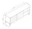 Meuble TV Zolvane 1.5 / Blanc brillant / 150 x 42 x 53,5 cm / 6 compartiments / 2 portes / Design sans poignées / Face décorative à motifs géométriques