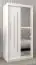Armoire à portes coulissantes / Penderie avec miroir Tomlis 01B, Couleur : Blanc mat - Dimensions : 200 x 100 x 62 cm (h x l x p)