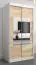 Armoire à portes coulissantes / Penderie Claveles 01 avec miroir, Couleur : Blanc mat / Chêne de Sonoma - Dimensions : 200 x 100 x 62 cm ( H x L x P)