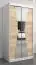 Armoire à portes coulissantes / Penderie Naranco 01 avec miroir, Couleur : Blanc mat / Chêne de Sonoma - Dimensions : 200 x 100 x 62 cm ( H x L x P)