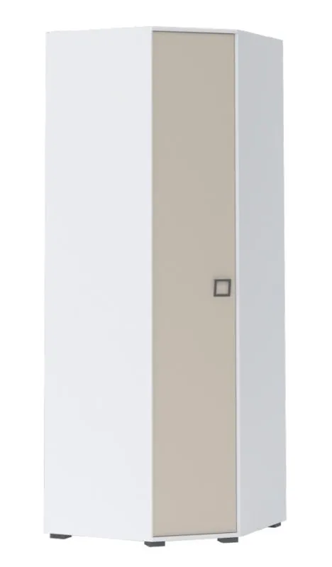 Armoire à portes battantes / armoire d'angle 20, couleur : blanc / crème - Dimensions : 236 x 86 x 86 cm (H x L x P)