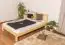 Lit simple / lit d'appoint en bois de pin massif, naturel A21, sommier à lattes inclus - Dimensions 120 x 200 cm 