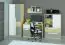 Chambre d'adolescents - Commode Greeley 07, couleur : hêtre / blanc / gris platine - Dimensions : 140 x 92 x 40 cm (H x L x P), avec 1 porte, 2 tiroirs et 6 compartiments