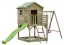 Tour de jeux S20D, toit : vert, incl. toboggan ondulé, extension balançoire double, balcon, bac à sable et échelle en bois - Dimensions : 522 x 363 cm (l x p)