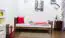 Lit simple / lit d'appoint en bois de pin massif, couleur noisette A22, avec sommier à lattes - Dimensions 90 x 200 cm 