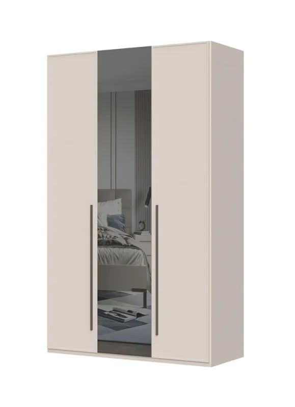 Armoire penderie avec miroir Neiafu 05 | Soft-Close | Kaschmir | 224 x 137 x 56 cm | 2 tringles, 6 étagères