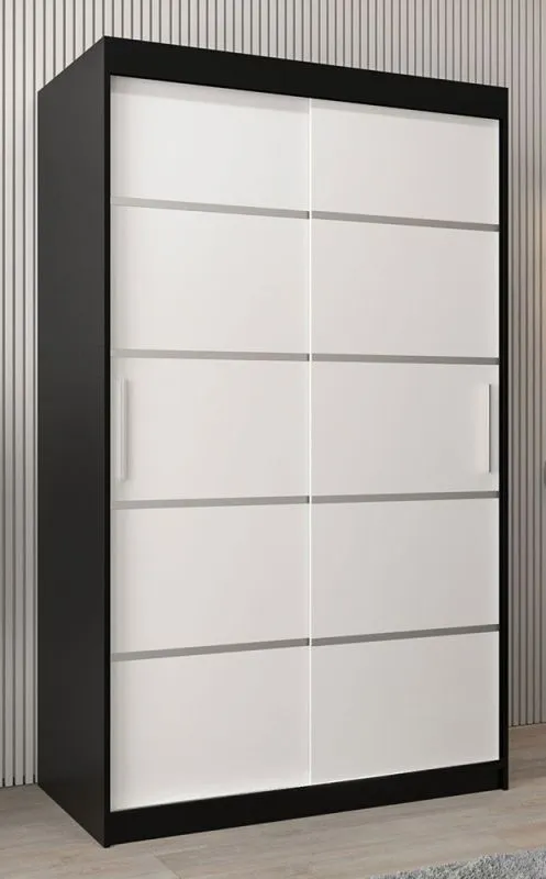 120 cm de large Armoire avec 5 casiers et 2 portes | Couleur: Blanc / Noir Abbildung