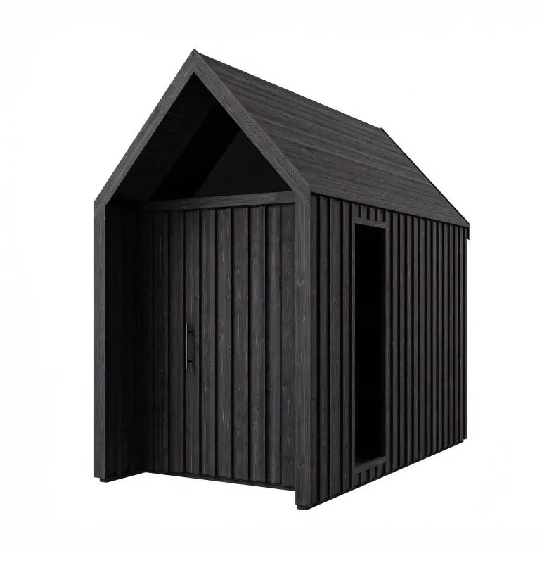 Abri de jardin avec fenêtre triangulaire / Noir / Dimensions extérieures : 162,4 x 207,7 cm / Surface au sol : 4,50 m² / Style scandinave / Malmö 03 / Toit à deux versants