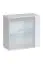 Mur de salon avec deux vitrines suspendues Balestrand 220, Couleur : Blanc / Chêne Wotan - Dimensions : 160 x 320 x 40 cm (h x l x p), avec éclairage LED