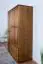 Armoire en bois de pin massif, couleur chêne rustique Junco 06 - Dimensions : 195 x 135 x 59 cm (H x L x P)
